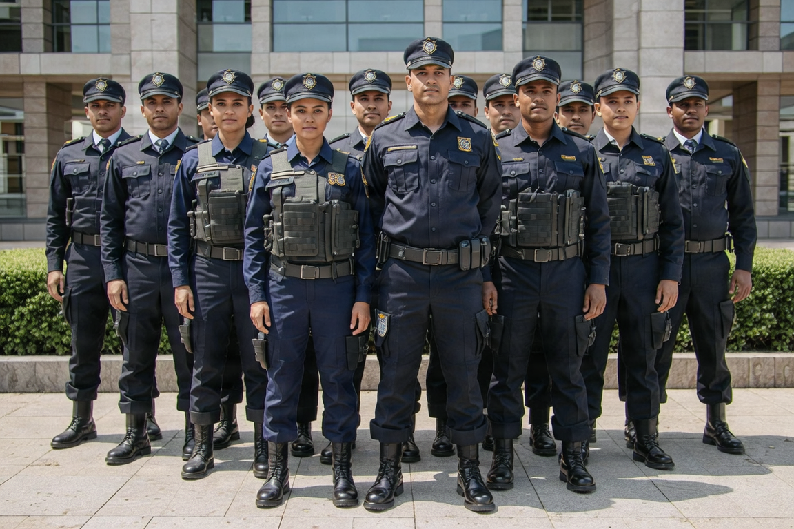 Large photo of Indian security team and guards.
