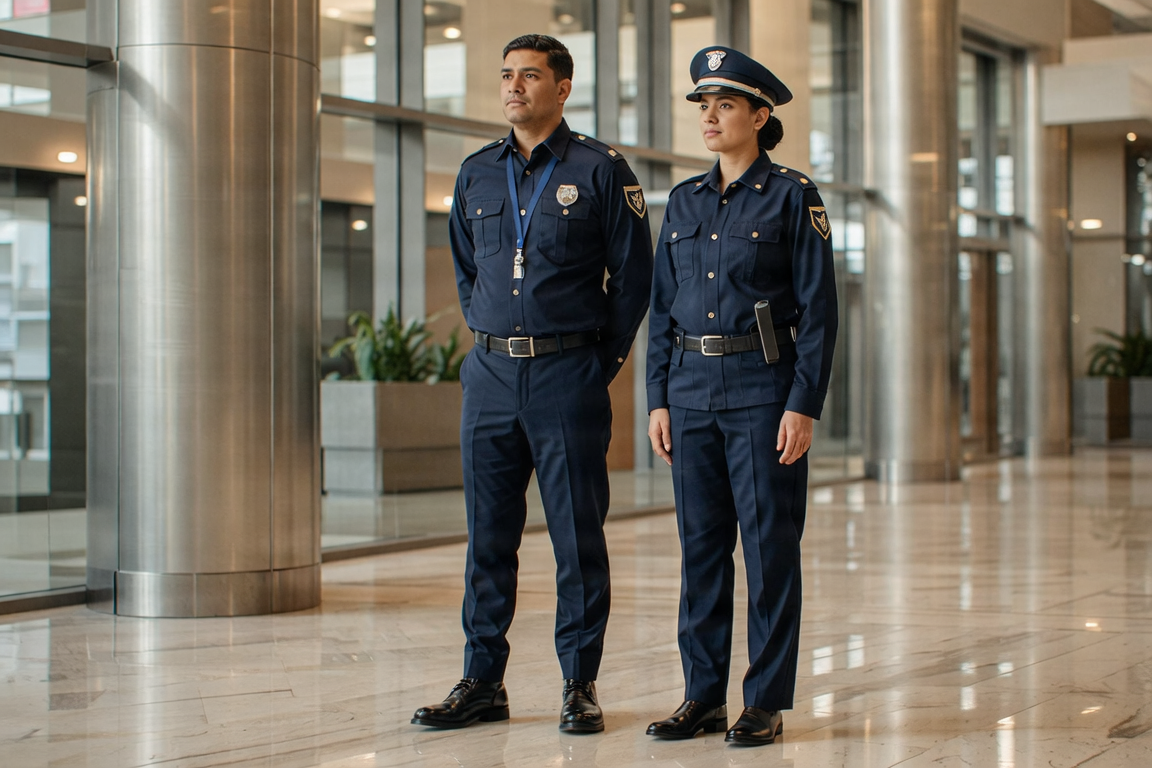Indian security guards standing professionally.